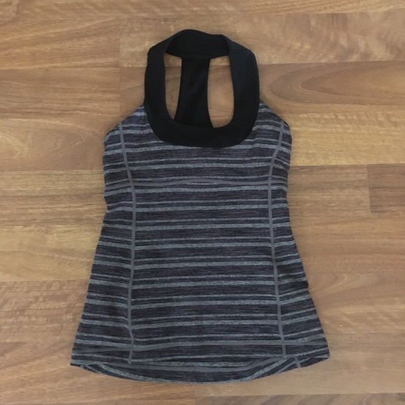 Lululemon Black and Grey Striped Scoop-Neck Tank - Picture 2 of 4